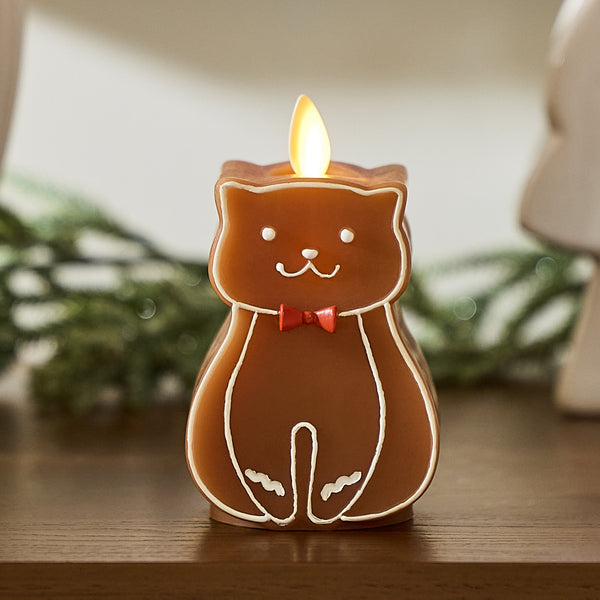 luminara Gingerbread Cat Flameless Candle