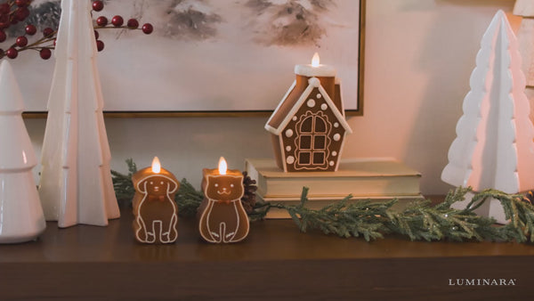 Luminara Gingerbread Dog Flameless Candle