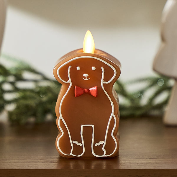 luminara Gingerbread Dog Flameless Candle
