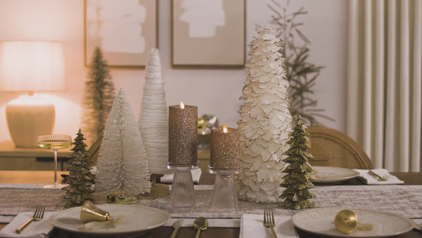 Luminara Gold Glitter Flameless Candle Pillar