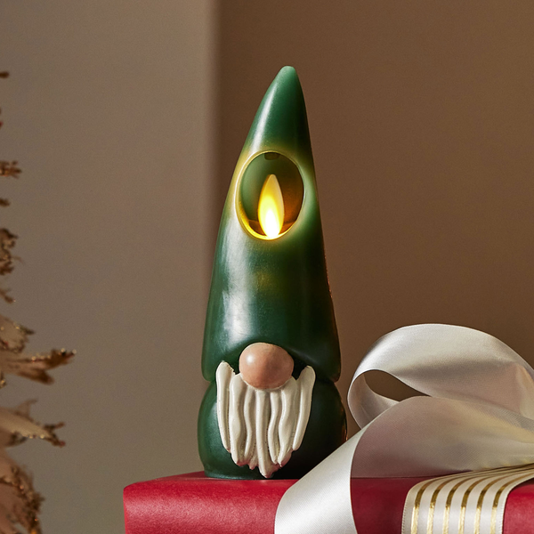 luminara Green Flameless Candle Gnome
