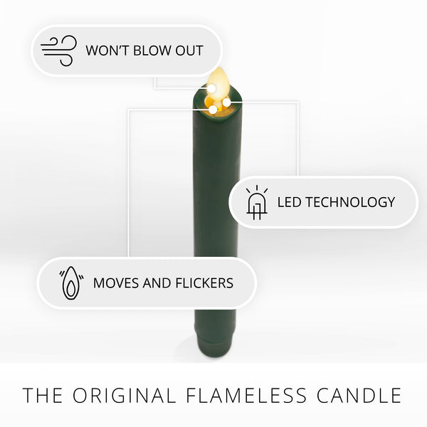 Luminara Holiday Green Flameless Candle Taper