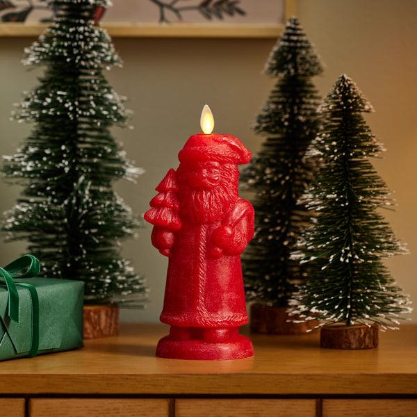 luminara Holiday Red Chalky Flameless Candle Santa