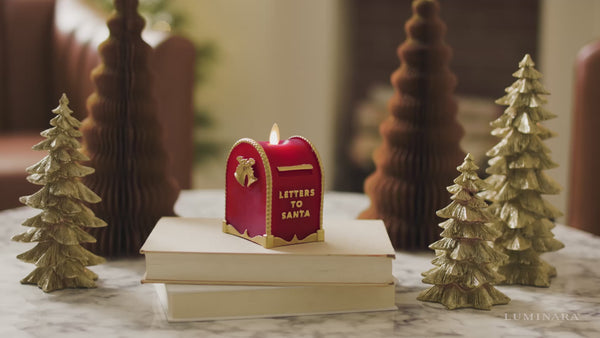 Luminara Holiday Red Flamless Candle Santa Mailbox