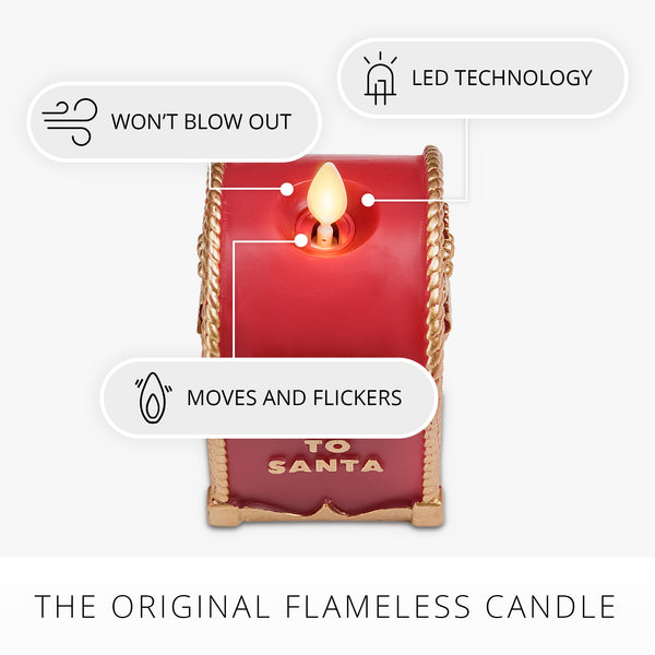 Luminara Holiday Red Flamless Candle Santa Mailbox