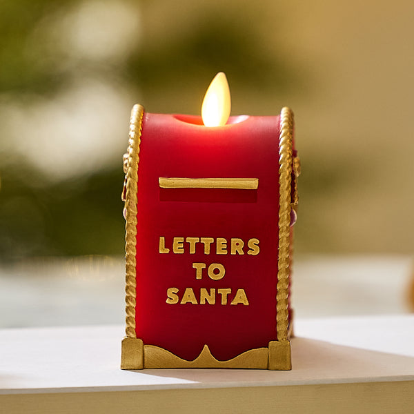 luminara Holiday Red Flamless Candle Santa Mailbox