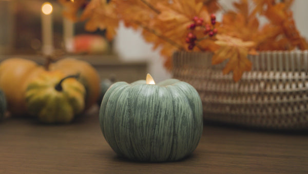 Luminara Iceberg Green Flameless Candle Pumpkin