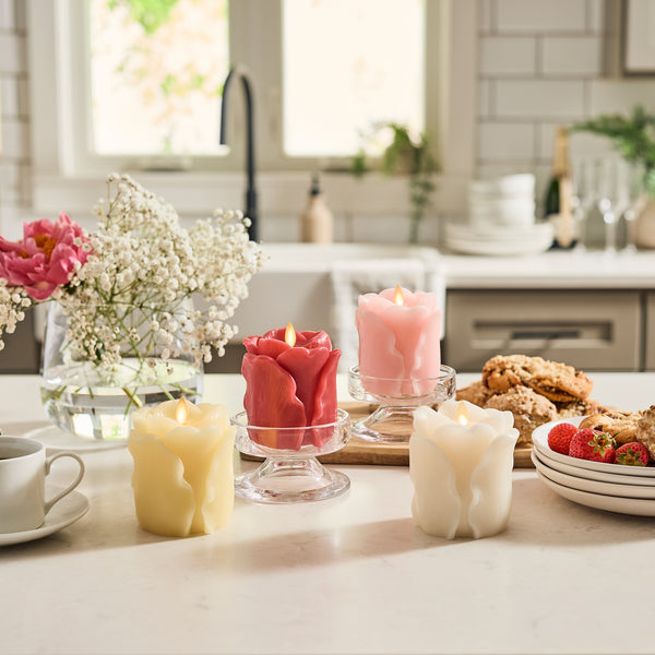 Luminara Lemon Chiffon Flameless Candle Rose Bud