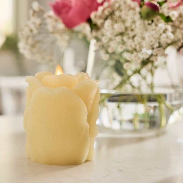 Luminara Lemon Chiffon Flameless Candle Rose Bud