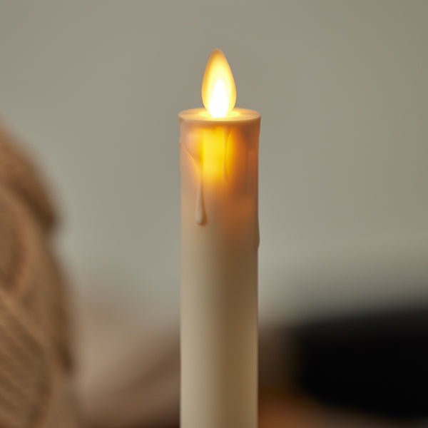Luminara Pearl Ivory Window Taper With Bronze Base
