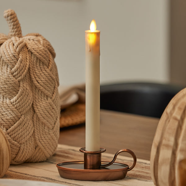 luminara Pearl Ivory Window Taper with Bronze Base