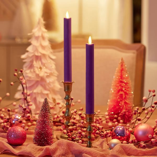 luminara Purple Flameless Candle Tapers - Set of 2