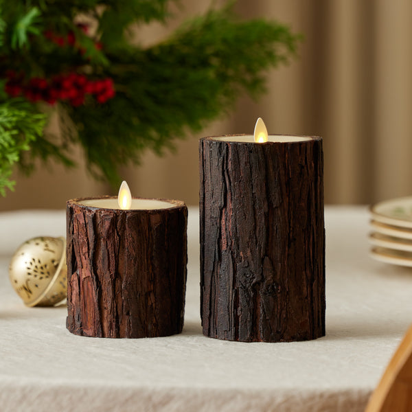 Luminara Real Bark Wood Flameless Candle Pillar