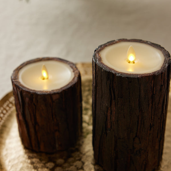 Luminara Real Bark Wood Flameless Candle Pillar