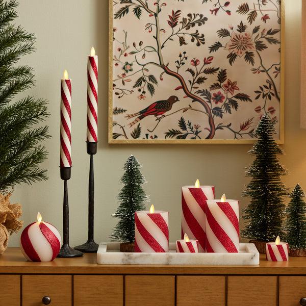 Luminara Red Candy Cane Flameless Candle Tealights