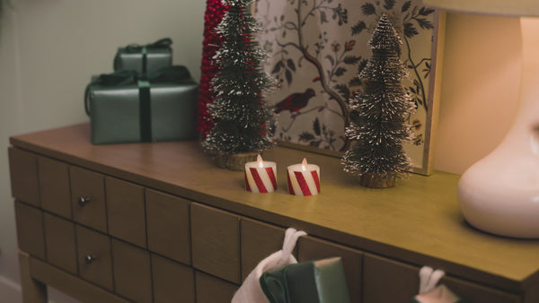 Luminara Red Candy Cane Flameless Candle Tealights