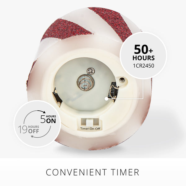 Luminara Red Candy Cane Flameless Candle Tealights