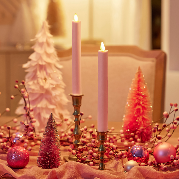 luminara Rose Tan Flameless Candle Tapers - Set of 2