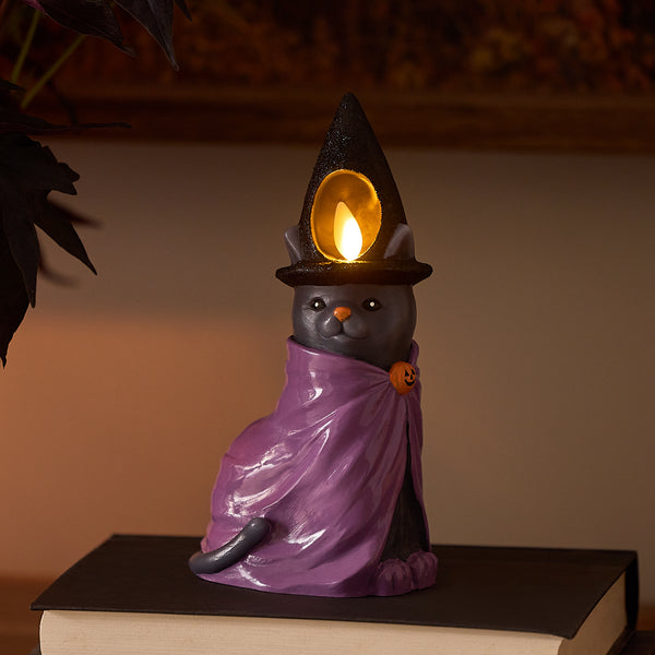 luminara Smoky Charcoal Flameless Candle Witch Cat