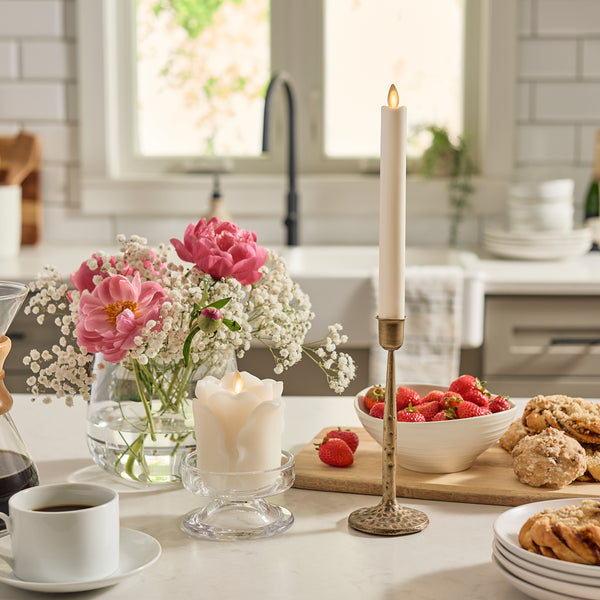 Luminara Snow White Flameless Candle Rose Bud