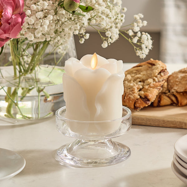 luminara Snow White Flameless Candle Rose Bud