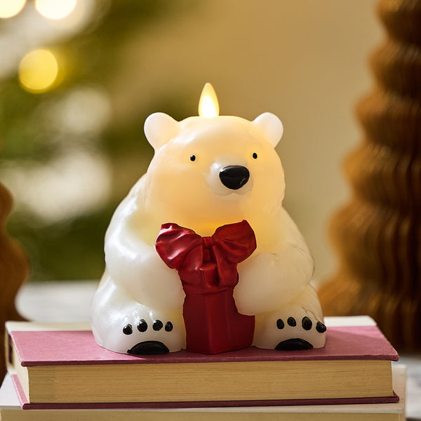 luminara Star White Flameless Candle Polar Bear