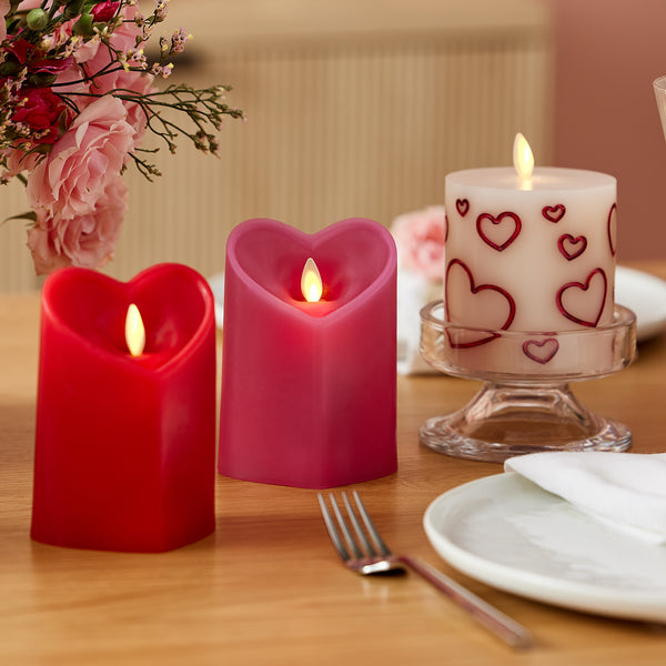 Luminara True Red Flameless Candle Heart Pillar