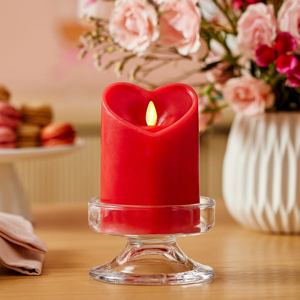 luminara True Red Flameless Candle Heart Pillar