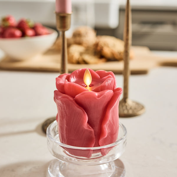 Luminara True Red Flameless Candle Rose Bud