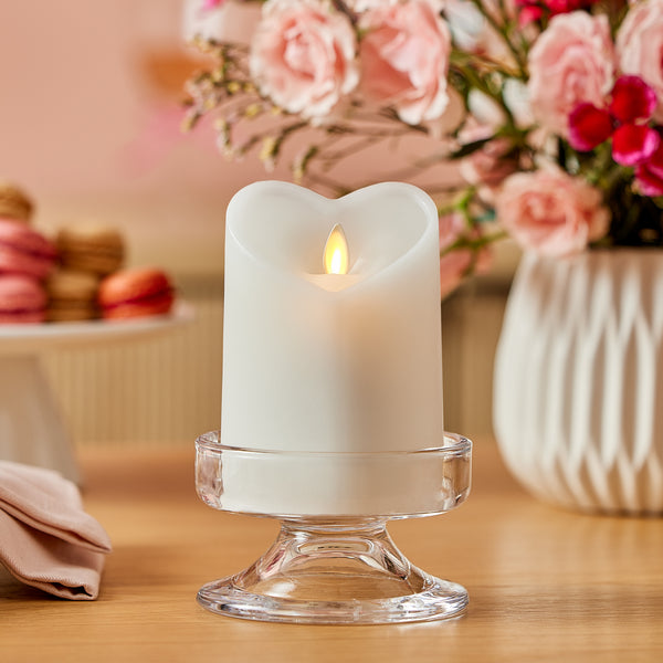 luminara White Flameless Candle Heart Pillar