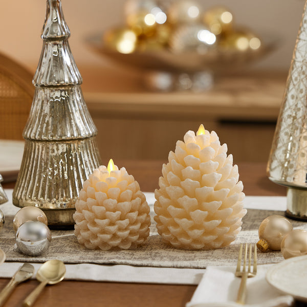 Luminara White Swan Flameless Candle Pinecone