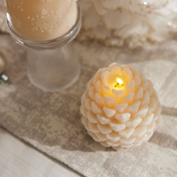 Luminara White Swan Flameless Candle Pinecone