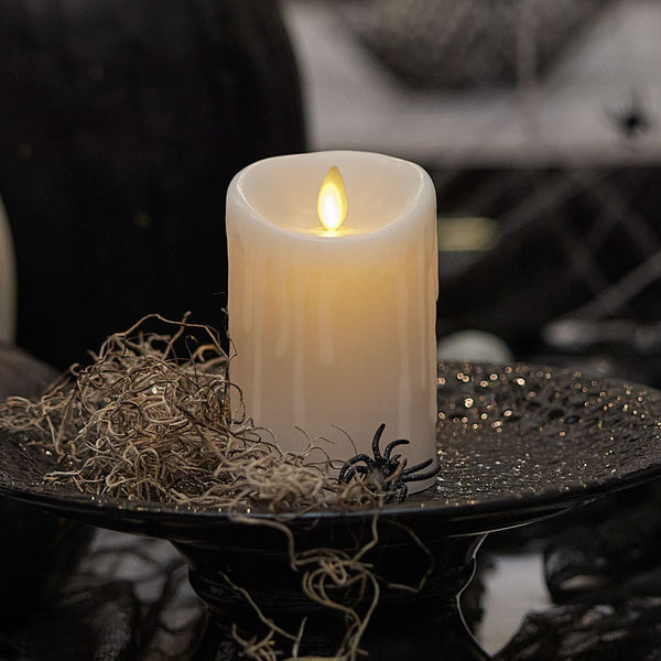 luminara White Wax Drip Flameless Candle Pillar luminara White Wax Drip Flameless Candle Pillar