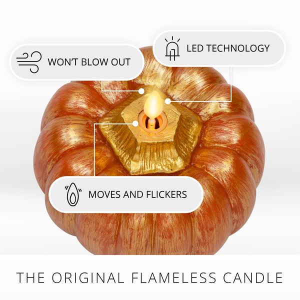 Luminara Orange And Metallic Gold Flameless Candle Pumpkin