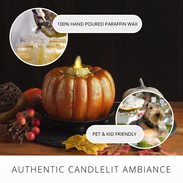 Luminara Orange And Metallic Gold Flameless Candle Pumpkin
