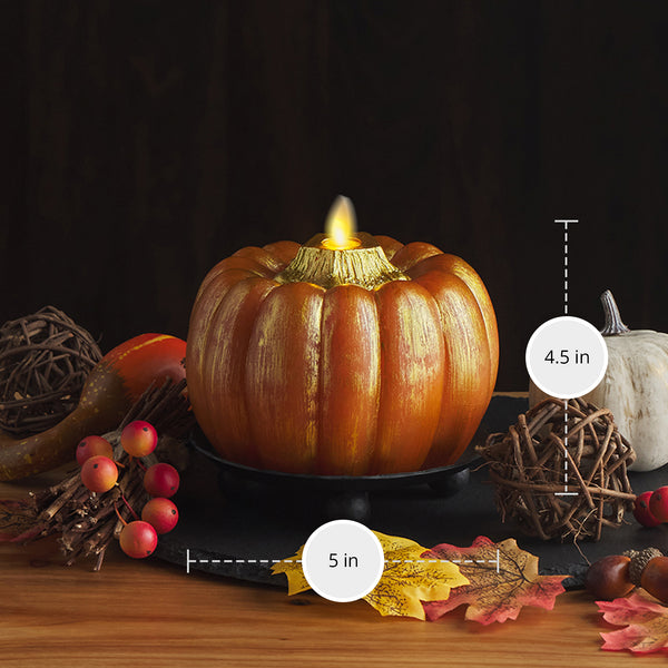 Luminara Orange And Metallic Gold Flameless Candle Pumpkin