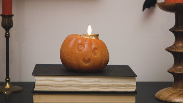 Luminara Orange Chalky Flameless Candle Cute Jack-o'-lantern Pumpkin