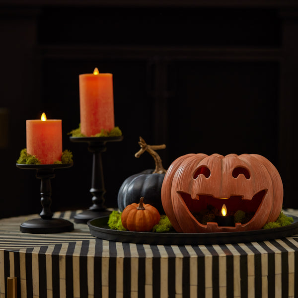Luminara Orange Jack-o'-lantern Pumpkin Tealight Holder