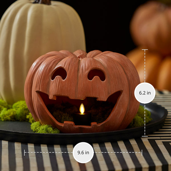 Luminara Orange Jack-o'-lantern Pumpkin Tealight Holder