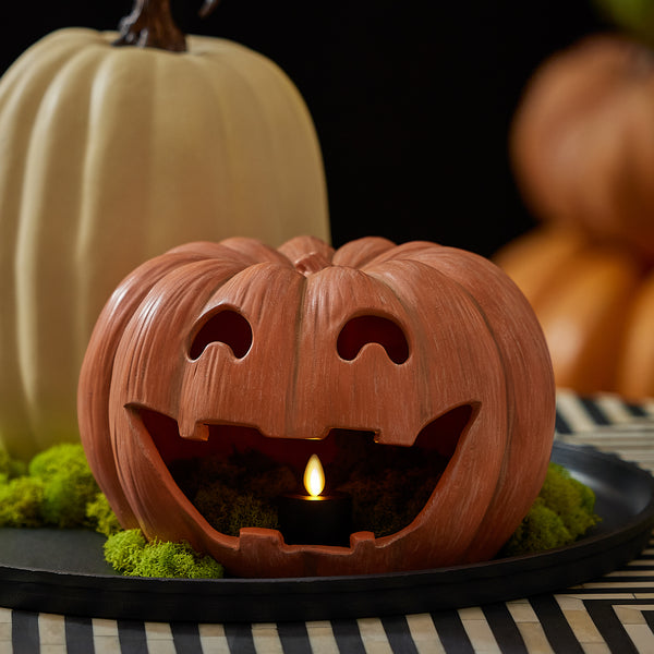 luminara Orange Jack-o'-lantern Pumpkin Tealight Holder