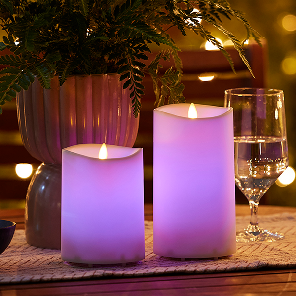 Luminara Outdoor Color Changing Flameless Candle Pillar With Remote - Melted Top - 3.75" Width