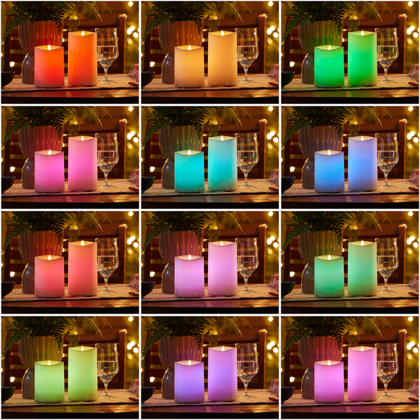 Luminara Outdoor Color Changing Flameless Candle Pillar With Remote - Melted Top - 3.75" Width