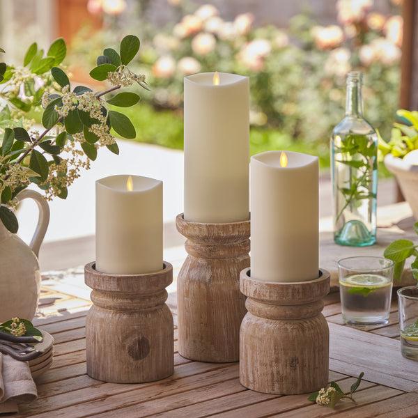 Luminara Outdoor Flameless Ivory Pearl Candle Pillar - Melted Top - 3.75" Width