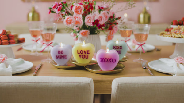 Luminara Pastel Orchid Flameless Candle Candy Heart "XOXO"