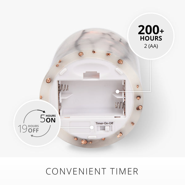 Luminara Pearl Ivory Embedded Orange Berries & Twigs Flameless Candle Pillar