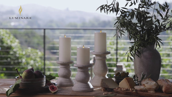 Luminara Pearl Ivory Flameless Candle Pillar - Recessed Top