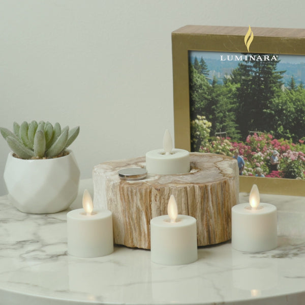 Luminara Pearl Ivory Flameless Candle Tealights - Flat Top - Set Of 4