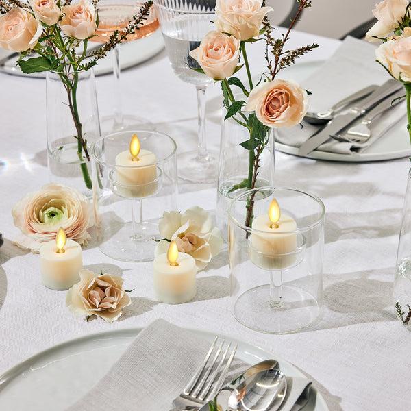 Luminara Pearl Ivory Flameless Candle Tealights - Flat Top - Set Of 4