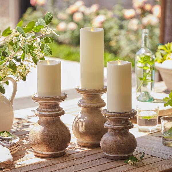 Luminara Pearl Ivory Outdoor Flameless Candle Pillar - Melted Top - 3.25" Width