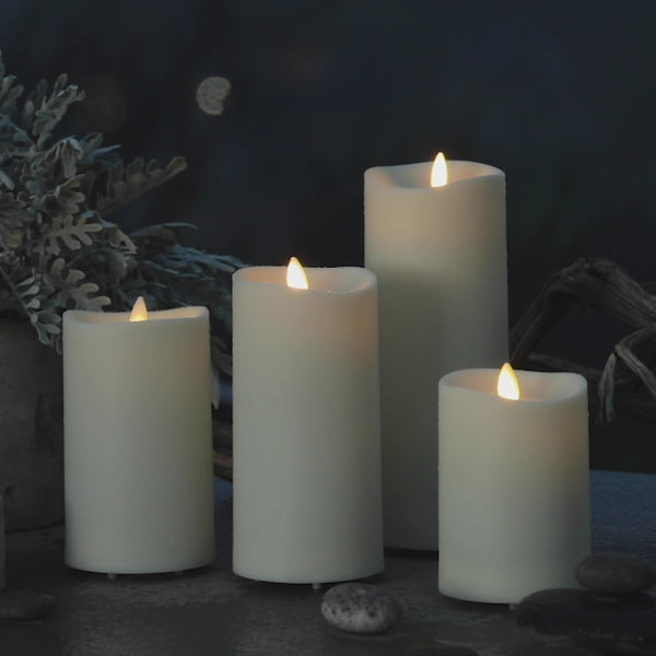 Luminara Pearl Ivory Outdoor Flameless Candle Pillar - Melted Top - 3.25" Width